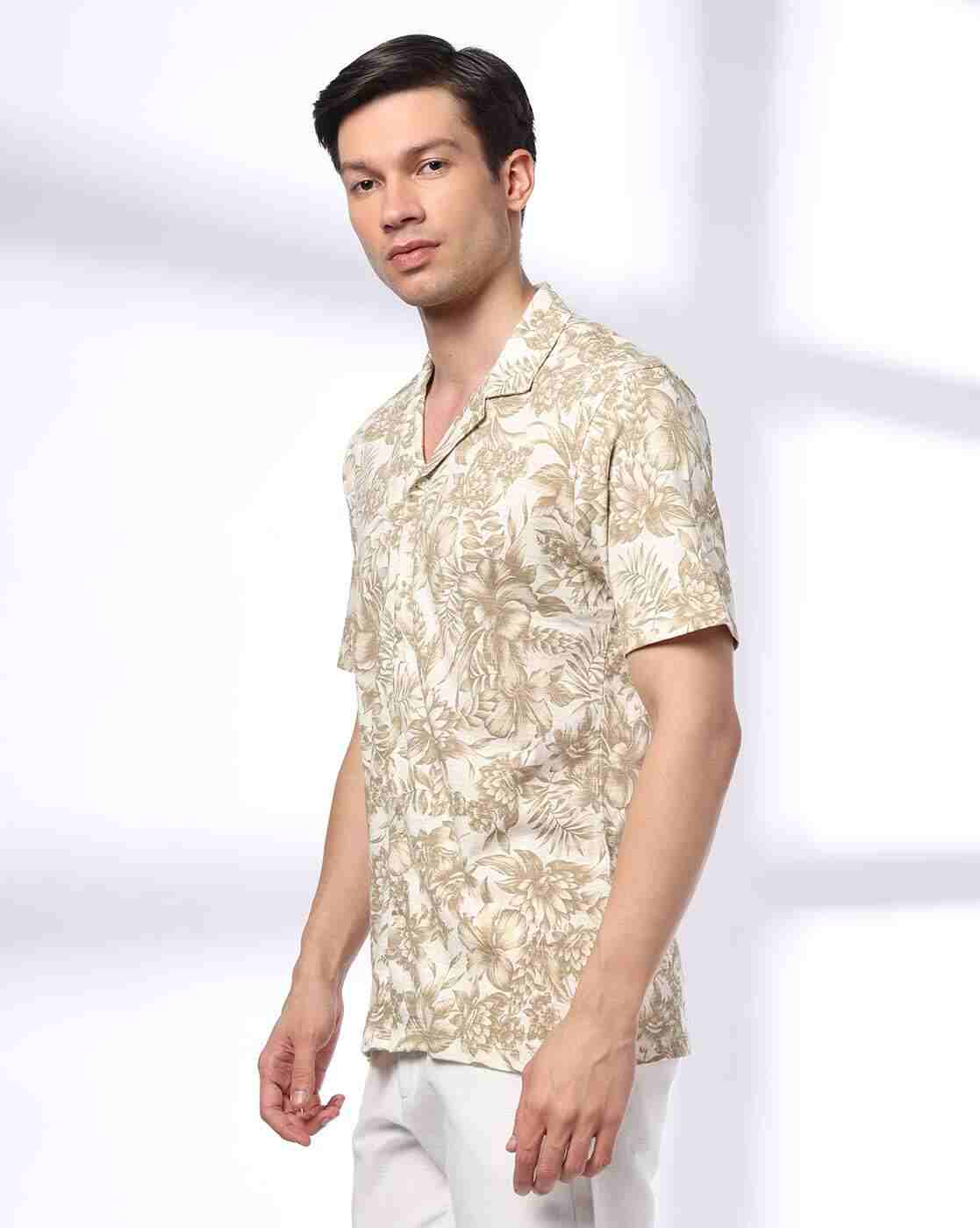 NETPLAY | Men Floral Print Slim Fit Cotton Shirt|1