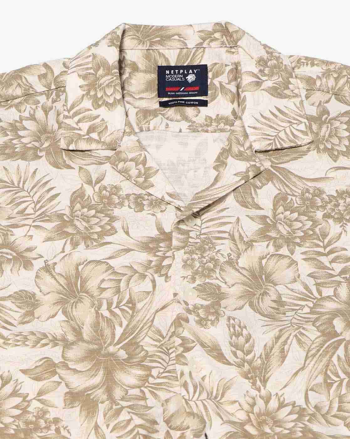 NETPLAY | Men Floral Print Slim Fit Cotton Shirt|5
