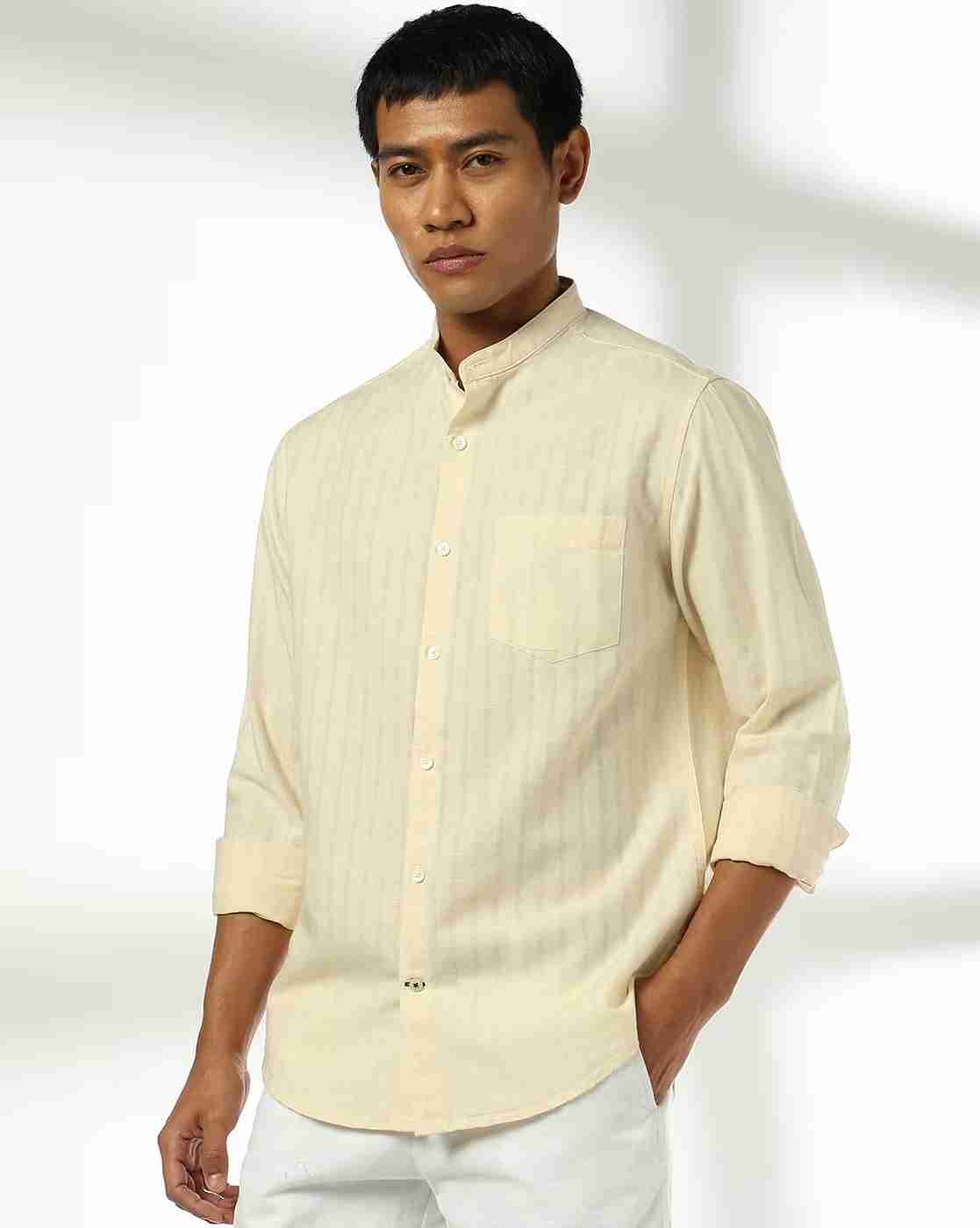 Men Self-Striped Slim Fit Shirt