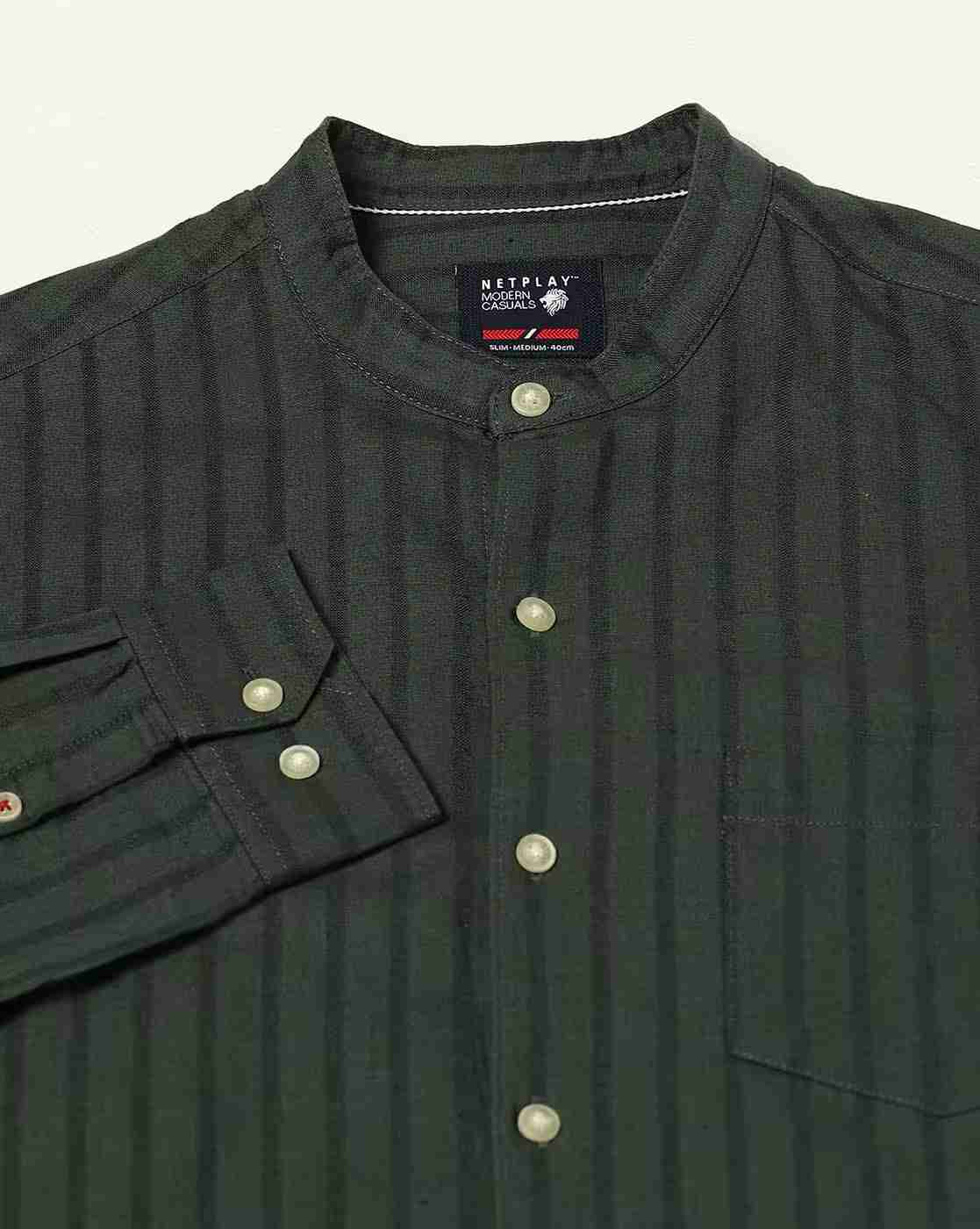 NETPLAY | Men Self-Striped Slim Fit Shirt|5
