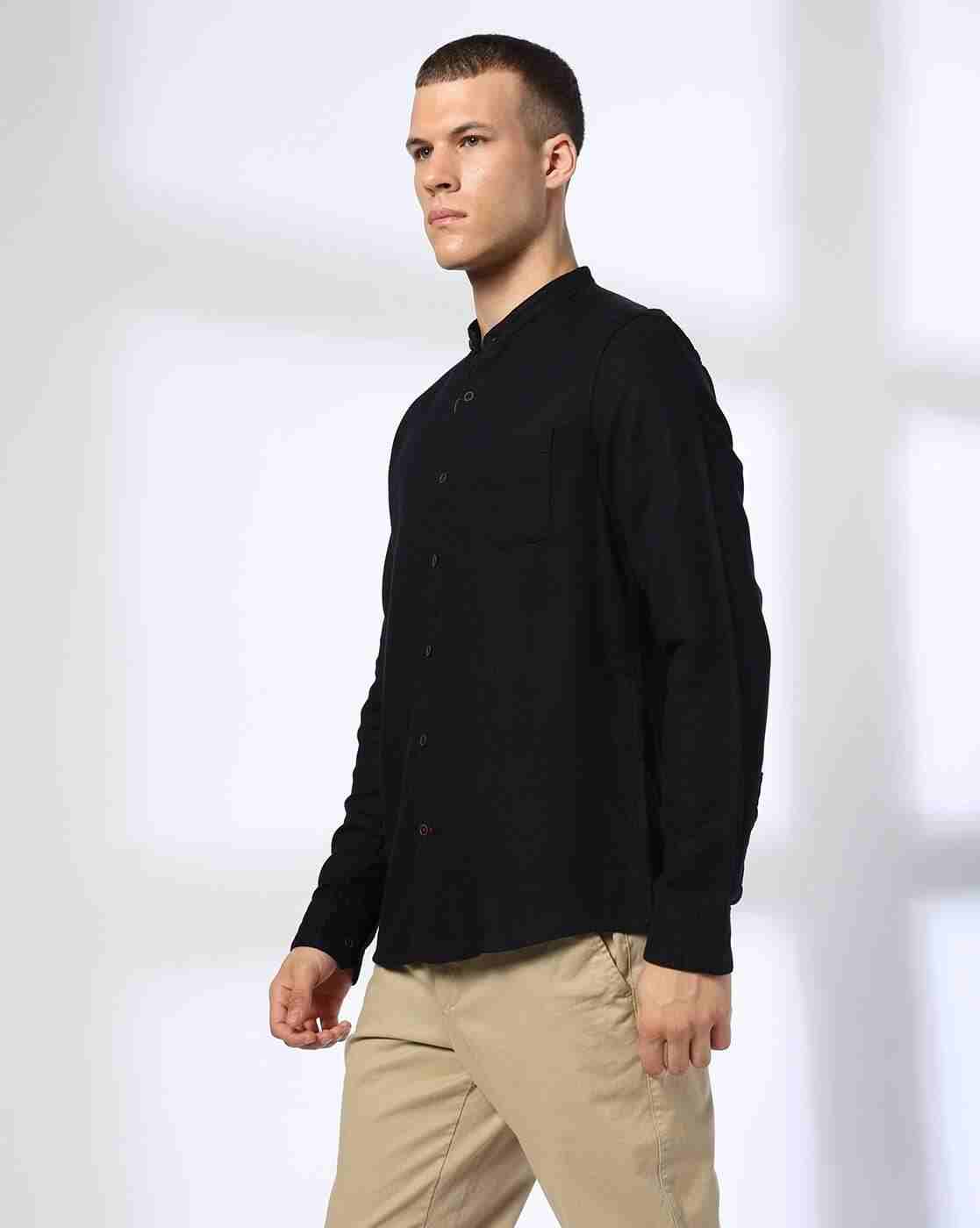 NETPLAY | Men Slim Fit Shirt with Band Collar|1