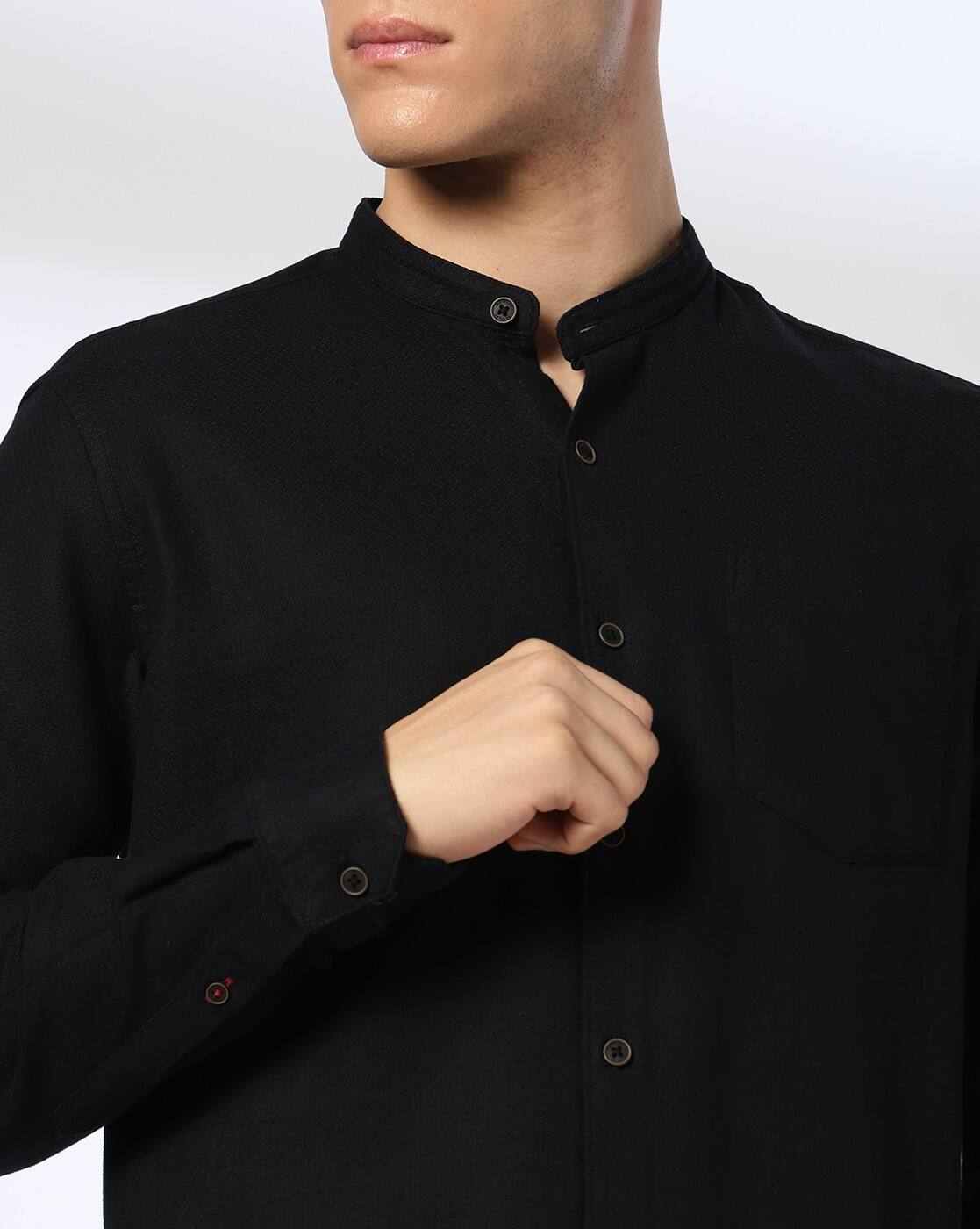 NETPLAY | Men Slim Fit Shirt with Band Collar|4