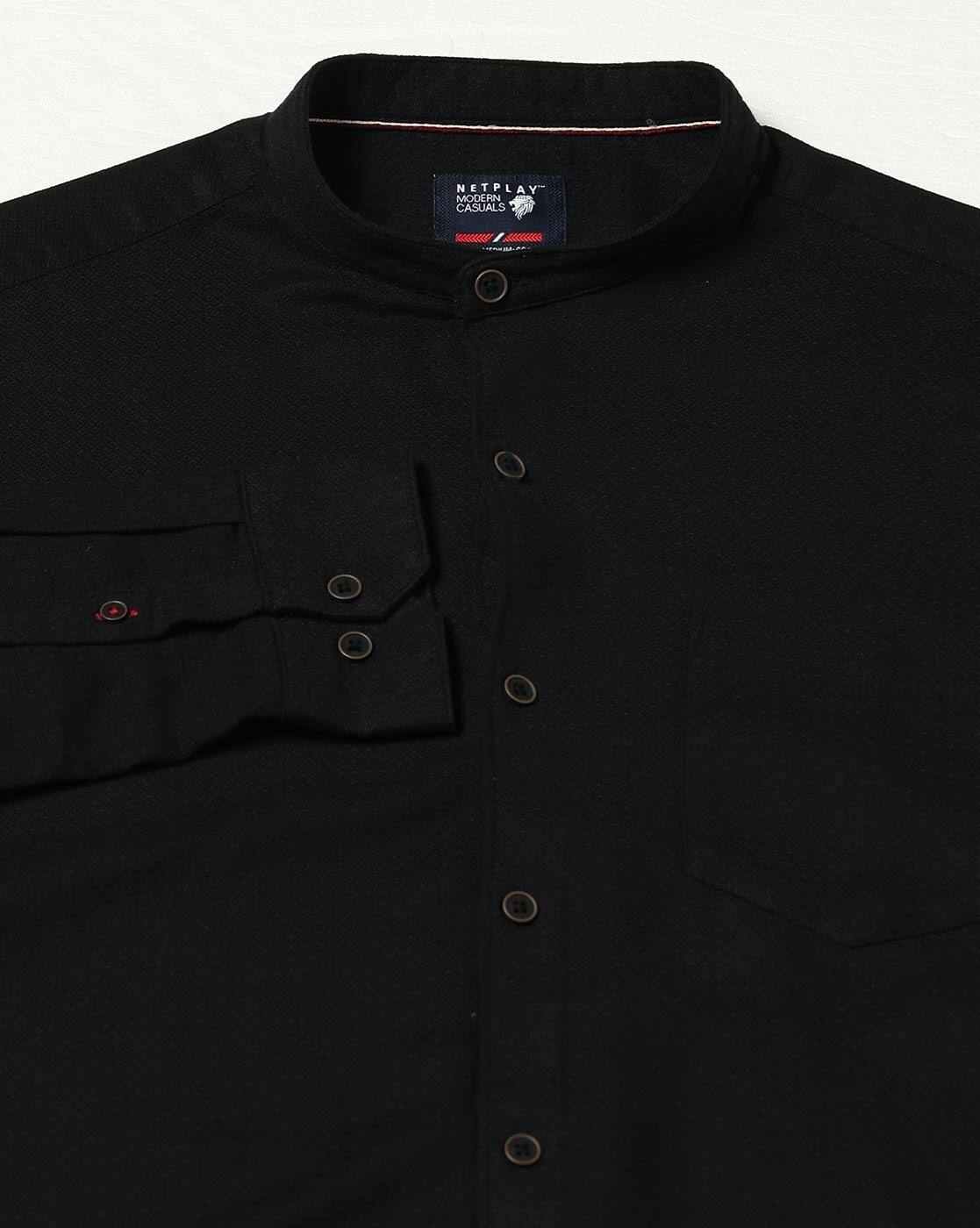 NETPLAY | Men Slim Fit Shirt with Band Collar|5