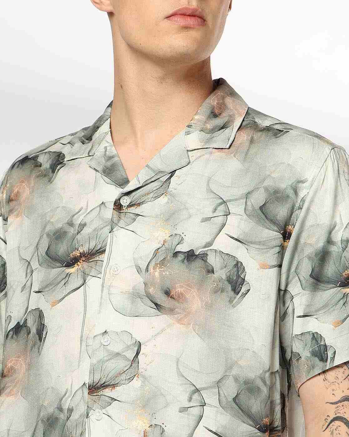 NETPLAY | Men Floral Print Slim Fit Shirt|4