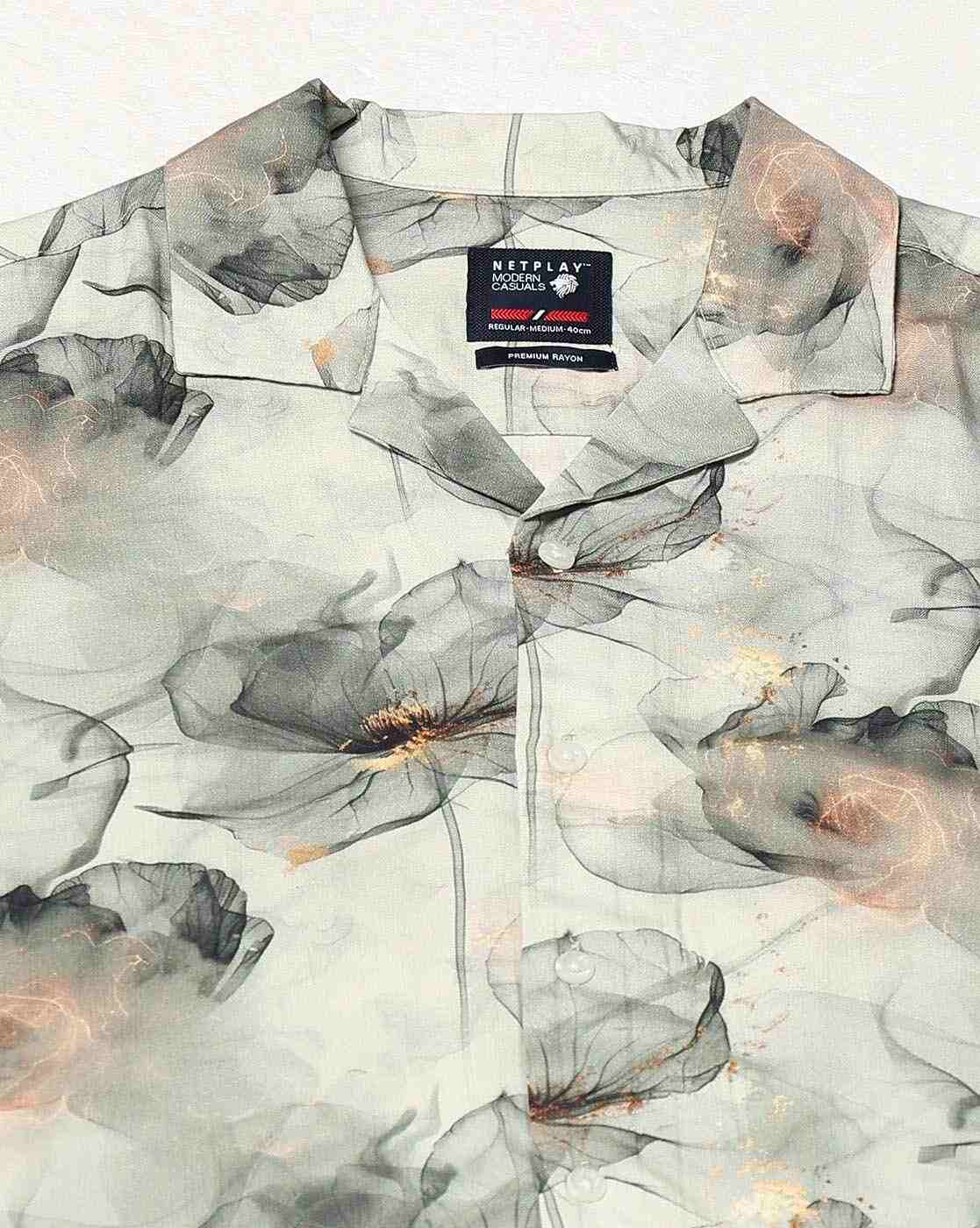NETPLAY | Men Floral Print Slim Fit Shirt|5