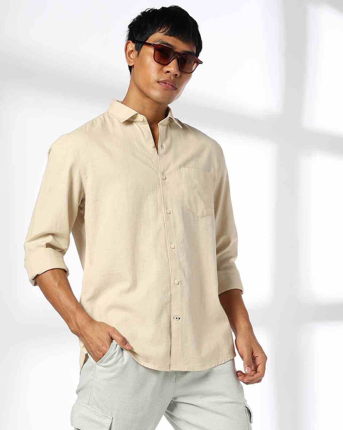 Men Slim Fit Shirt with Patch Pocket