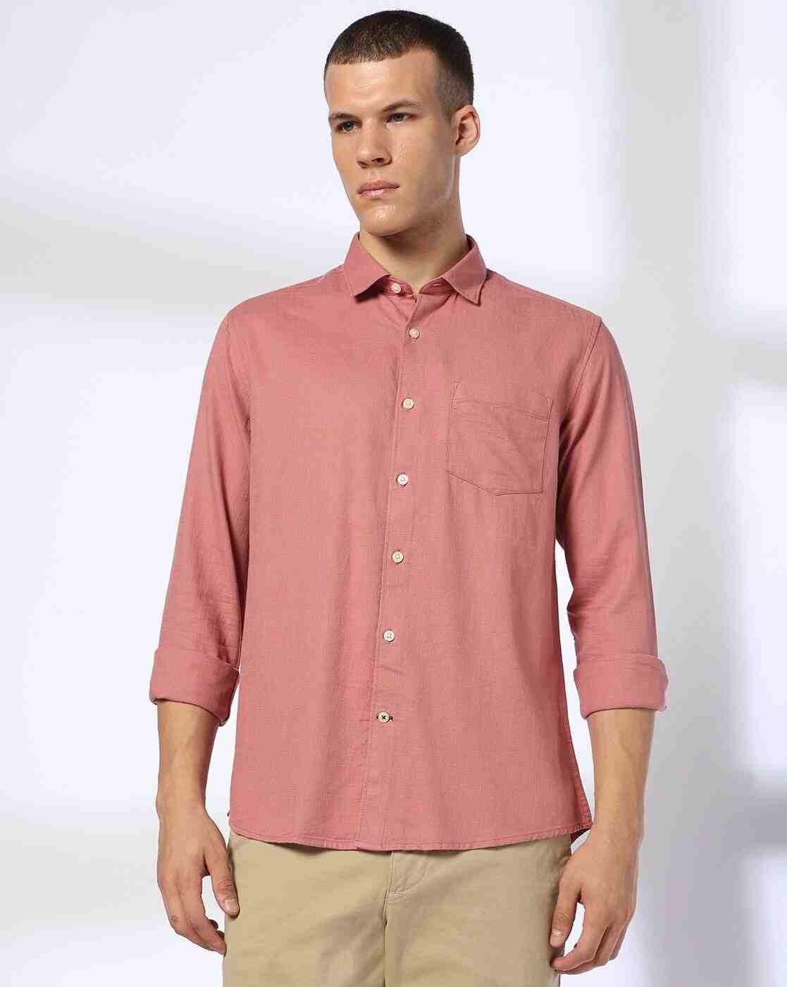 Men Slim Fit Shirt with Patch Pocket