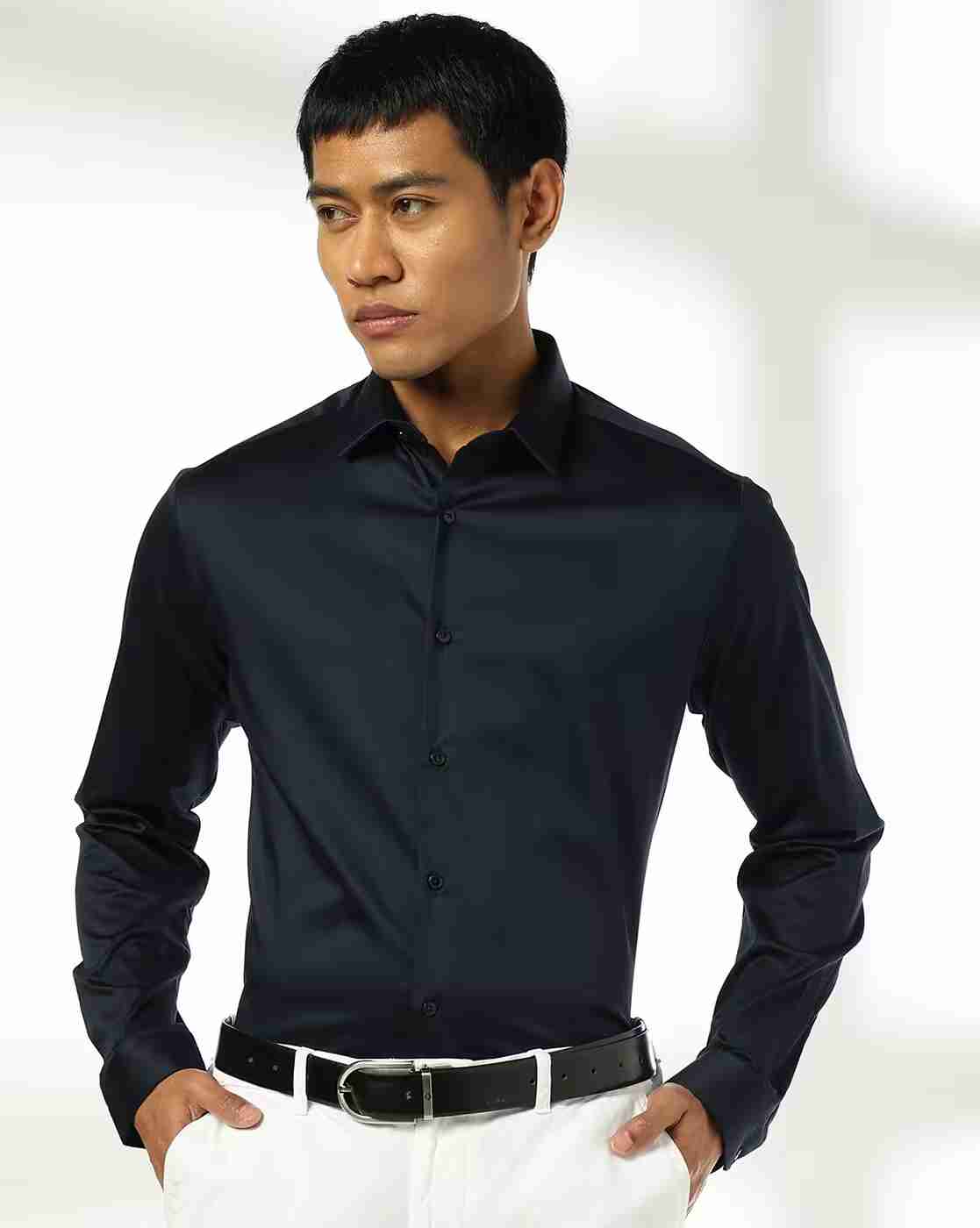NETPLAY | Men Slim Fit Shirt with Spread Collar|0