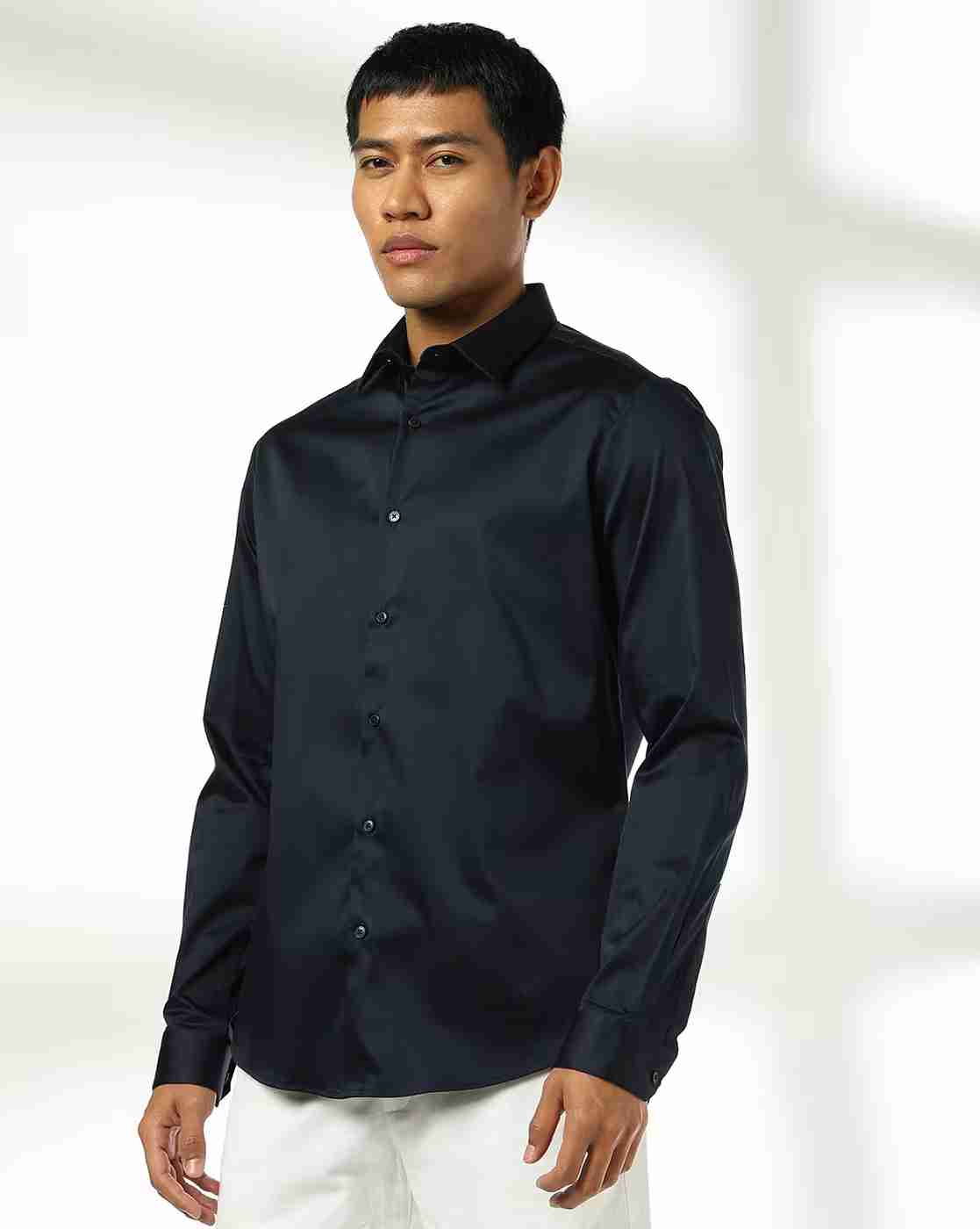 NETPLAY | Men Slim Fit Shirt with Spread Collar|3