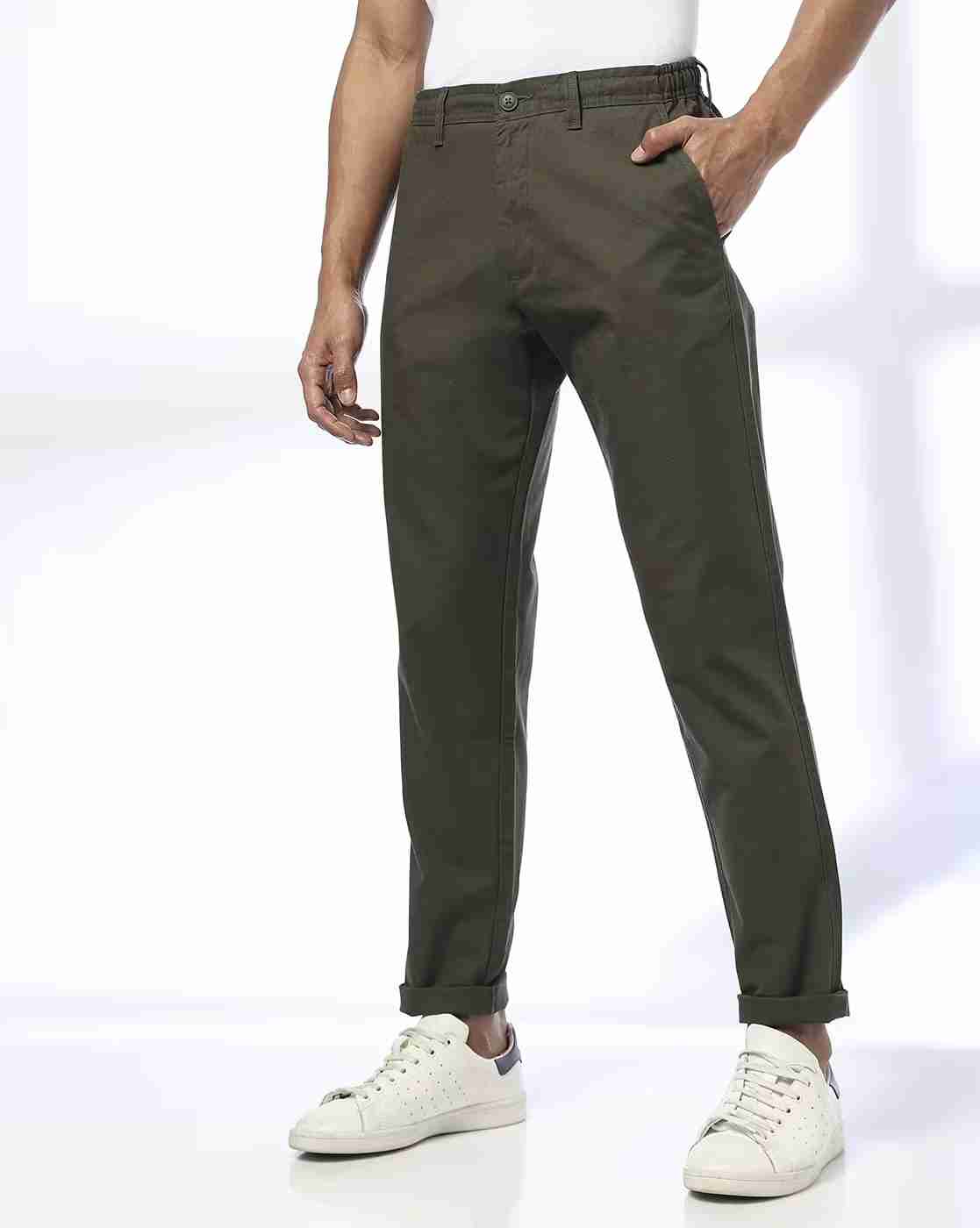 Men Slim Fit Chinos with Insert Pockets