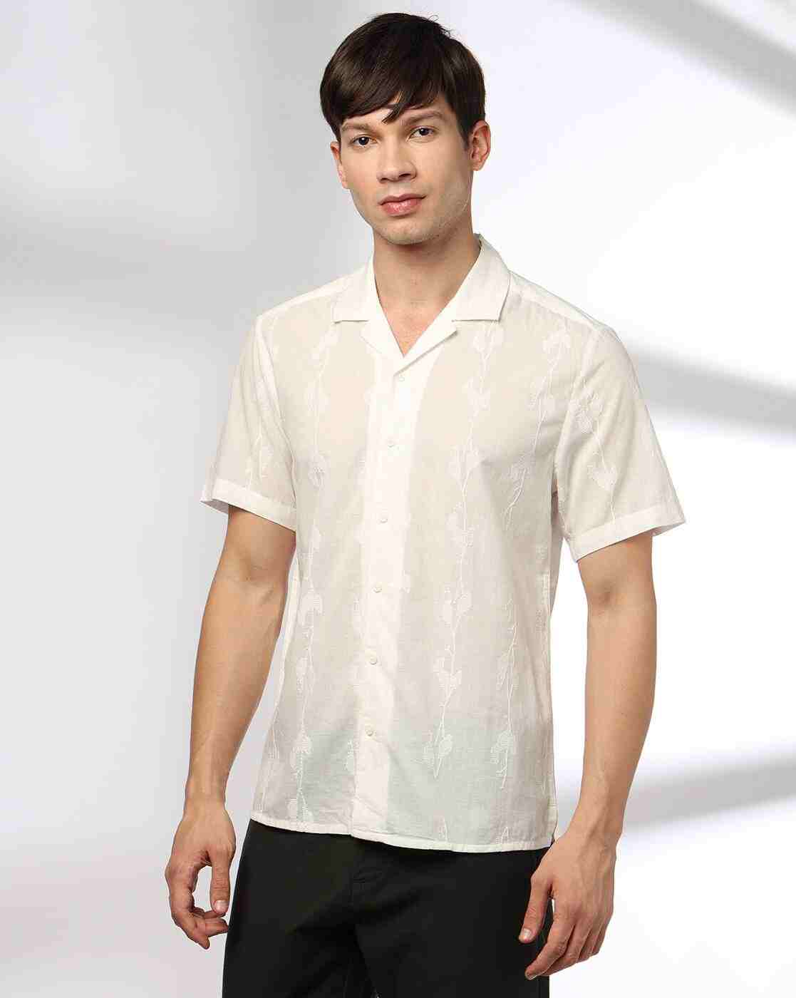 NETPLAY | Men Embroidered Slim Fit Shirt|1