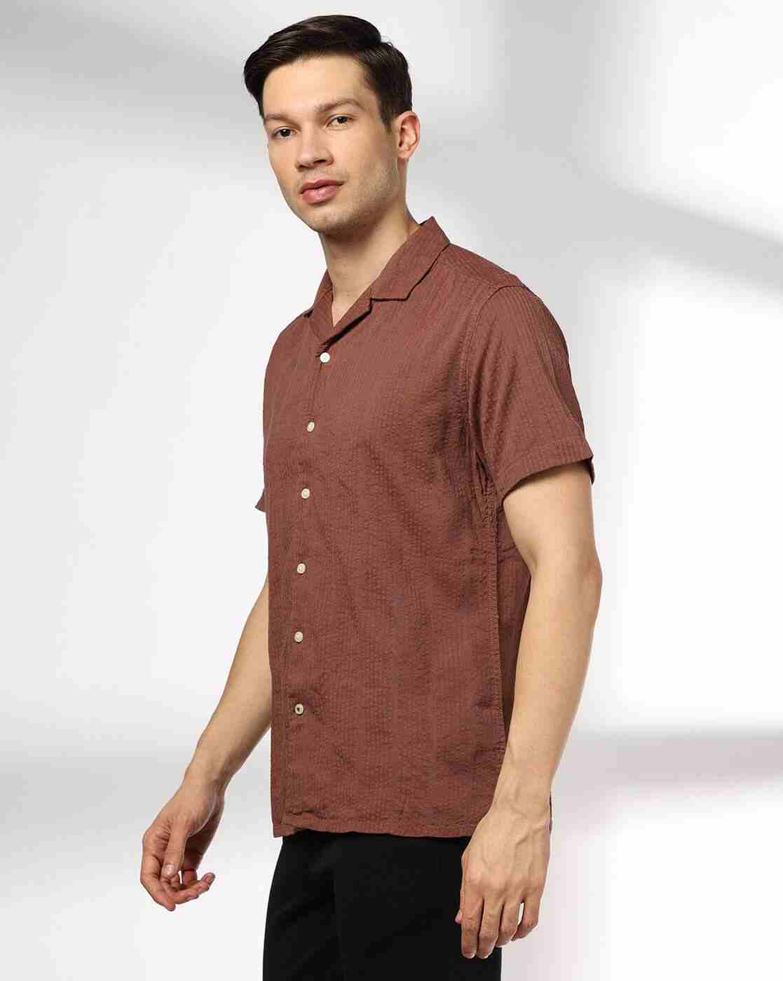 NETPLAY | Men Striped Seersucker Slim Fit Shirt|1