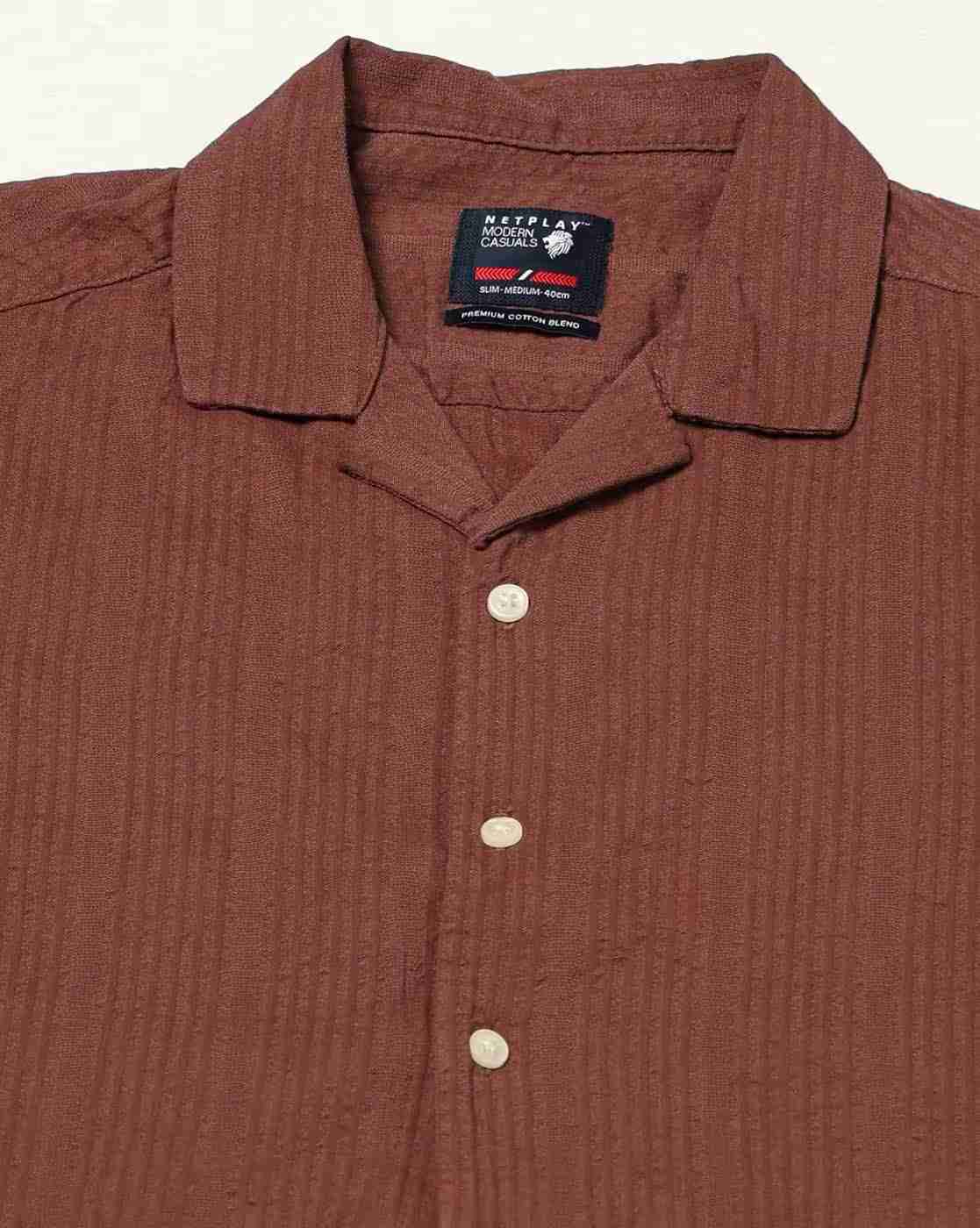 NETPLAY | Men Striped Seersucker Slim Fit Shirt|4