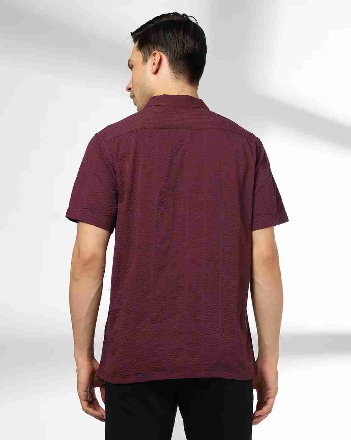 NETPLAY | Men Striped Seersucker Slim Fit Shirt|2