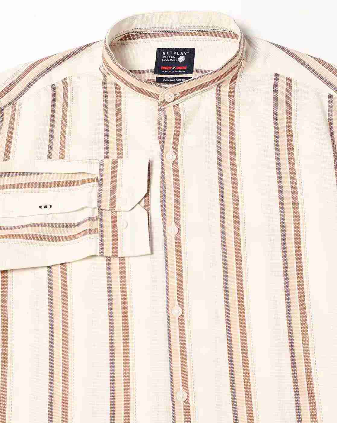 NETPLAY | Men Striped Slim Fit Shirt|5