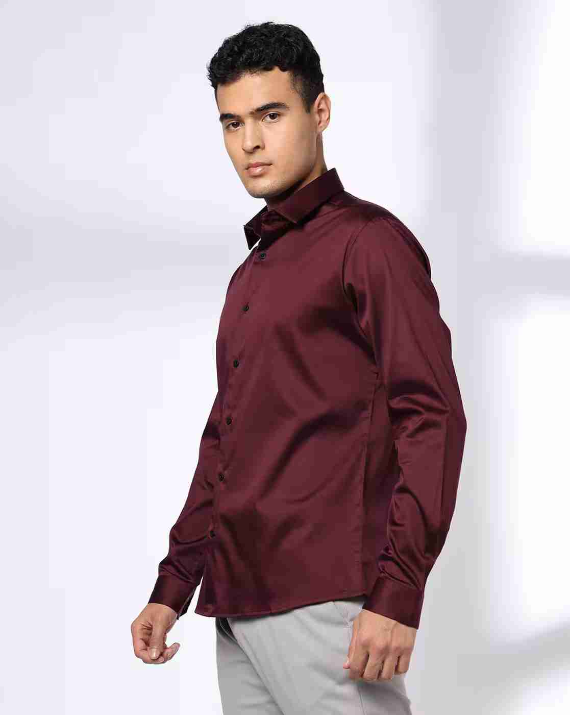 NETPLAY | Men Slim Fit Shirt with Spread Collar|1