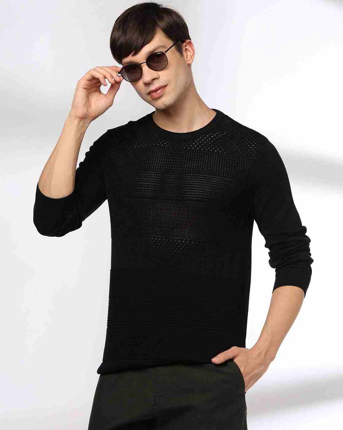 NETPLAY | Men Engineered Structure Patterned Slim Fit Crew-Neck T-Shirt|0