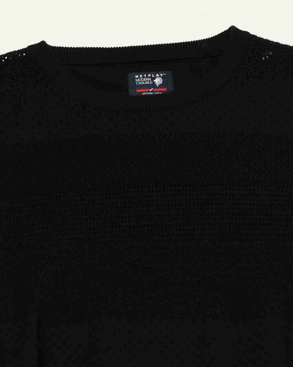 NETPLAY | Men Engineered Structure Patterned Slim Fit Crew-Neck T-Shirt|5