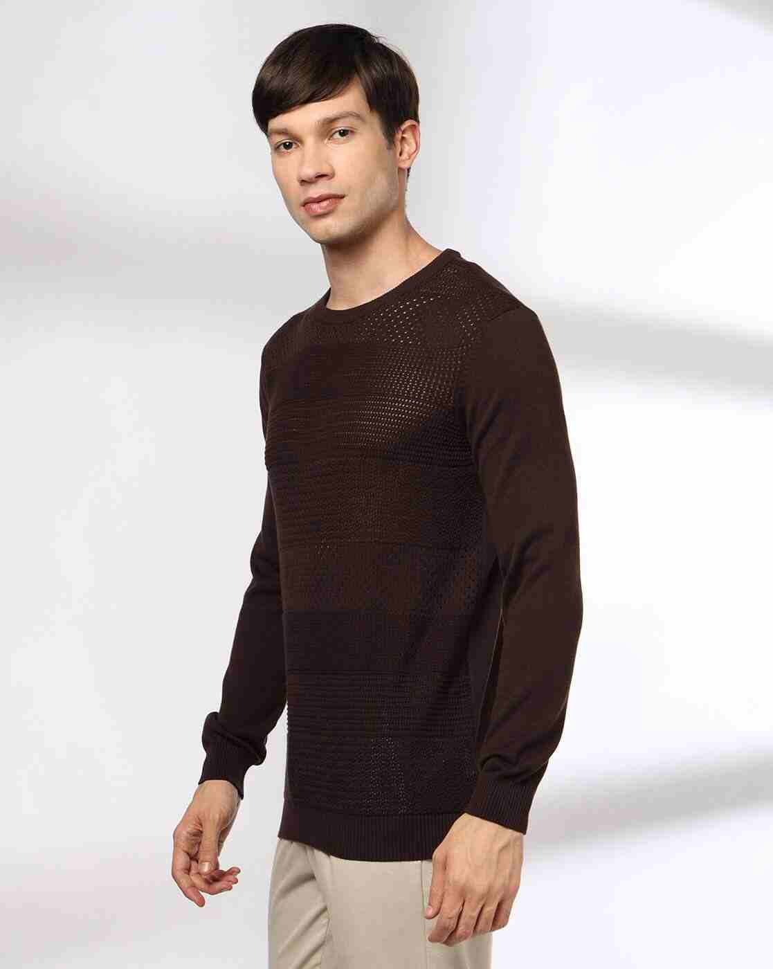 NETPLAY | Men Engineered Structure Patterned Slim Fit Crew-Neck T-Shirt|1