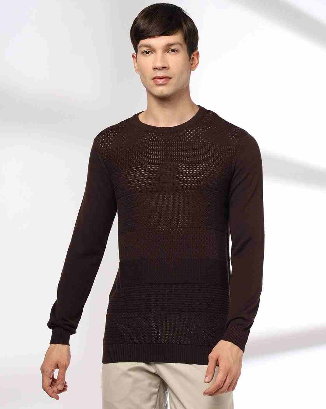 NETPLAY | Men Engineered Structure Patterned Slim Fit Crew-Neck T-Shirt|3