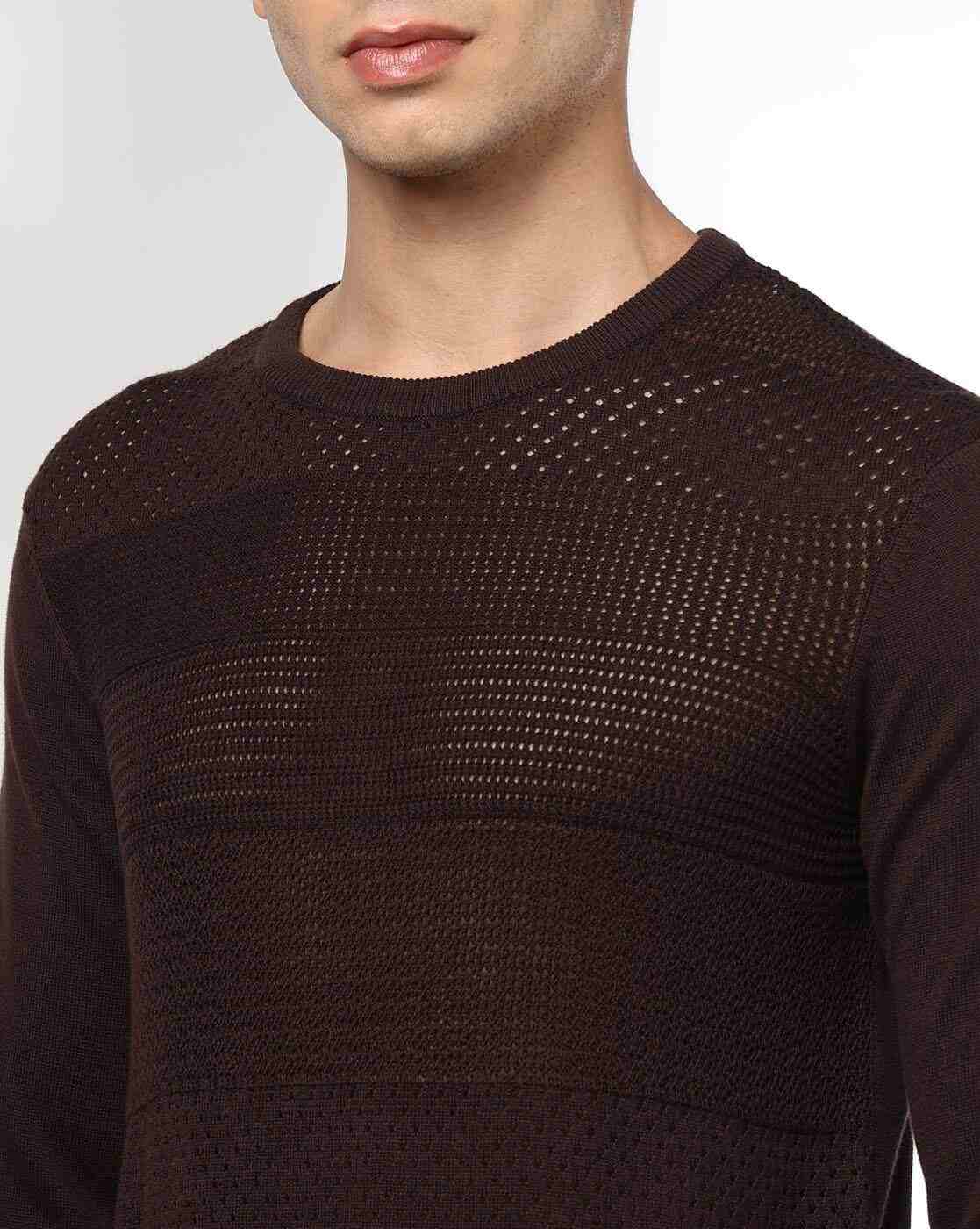 NETPLAY | Men Engineered Structure Patterned Slim Fit Crew-Neck T-Shirt|4