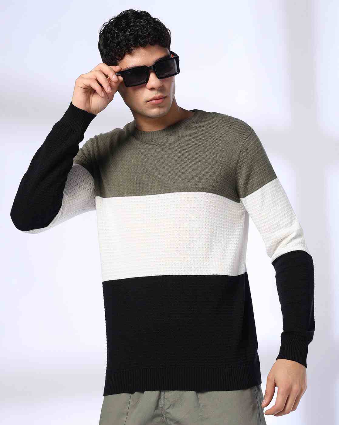 NETPLAY | Men Structured Colourblock Slim Fit Crew-Neck T-Shirt|0