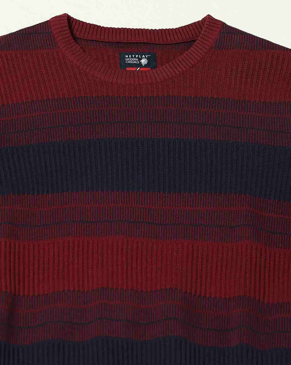 NETPLAY | Men Striped 3 Slim Fit Crew-Neck T-Shirt|5