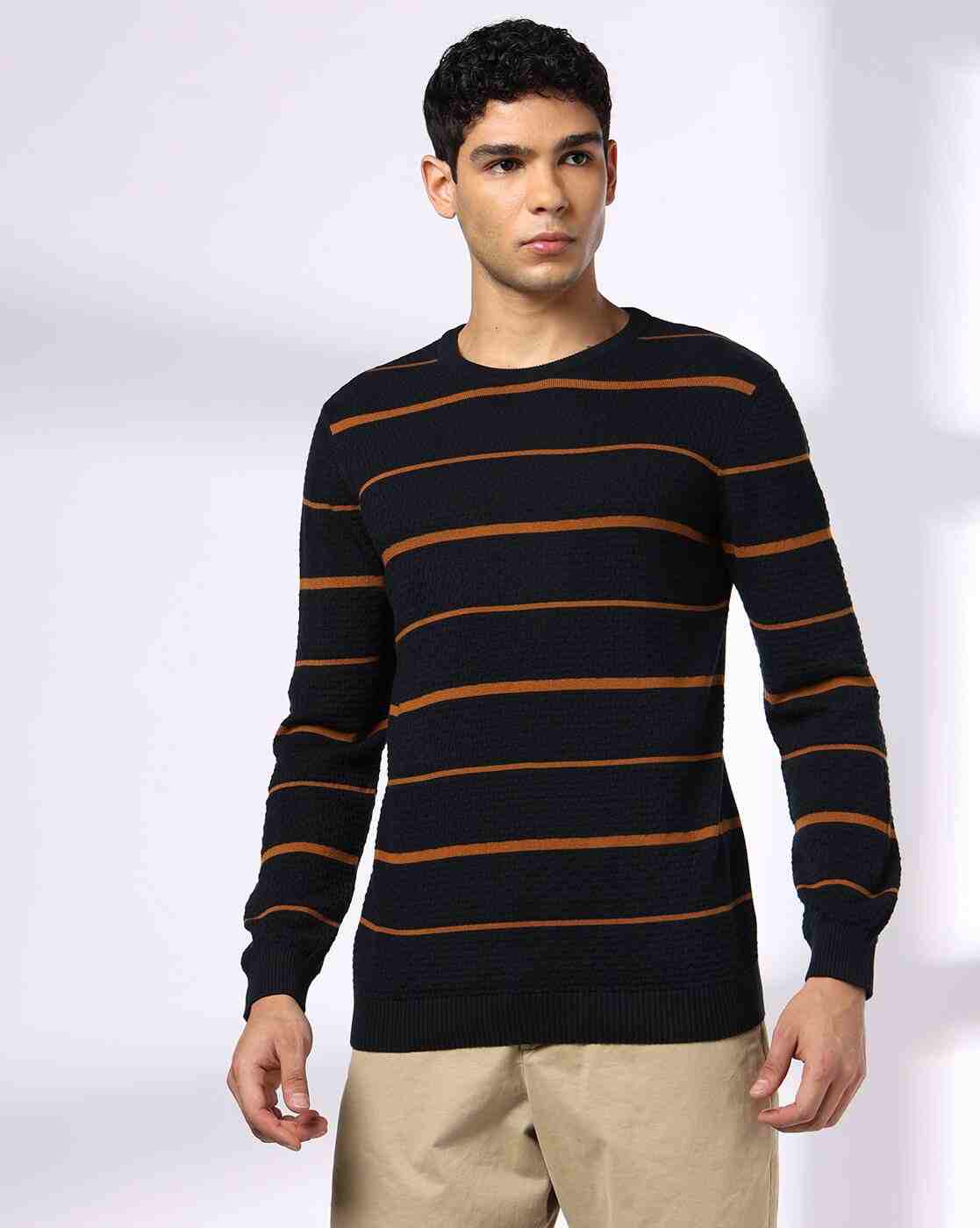 NETPLAY | Men Striped Structure Slim Fit Crew-Neck T-Shirt|3