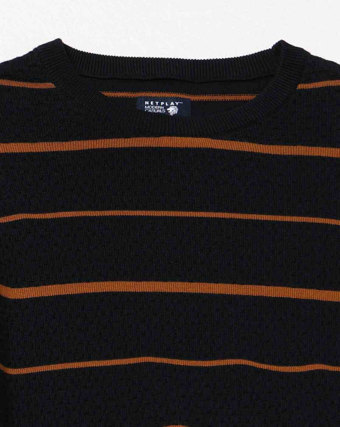 NETPLAY | Men Striped Structure Slim Fit Crew-Neck T-Shirt|5