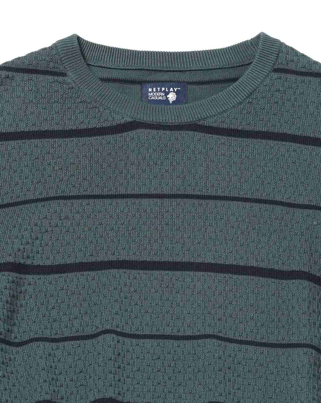 NETPLAY | Men Striped Structure Slim Fit Crew-Neck T-Shirt|5