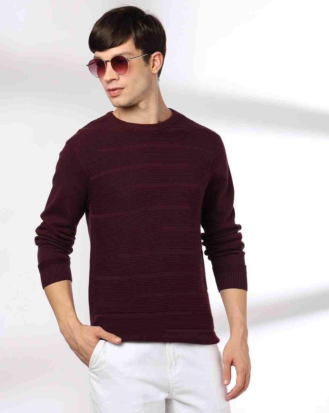 Men Engineered Striped Flat-Knit Slim Fit Crew-Neck T-Shirt