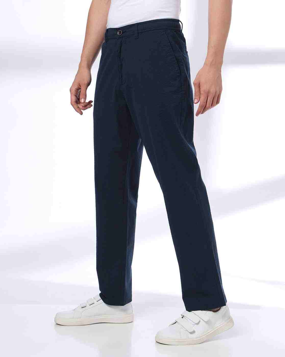 NETPLAY | Men Slim Fit Flat-Front Trousers|1