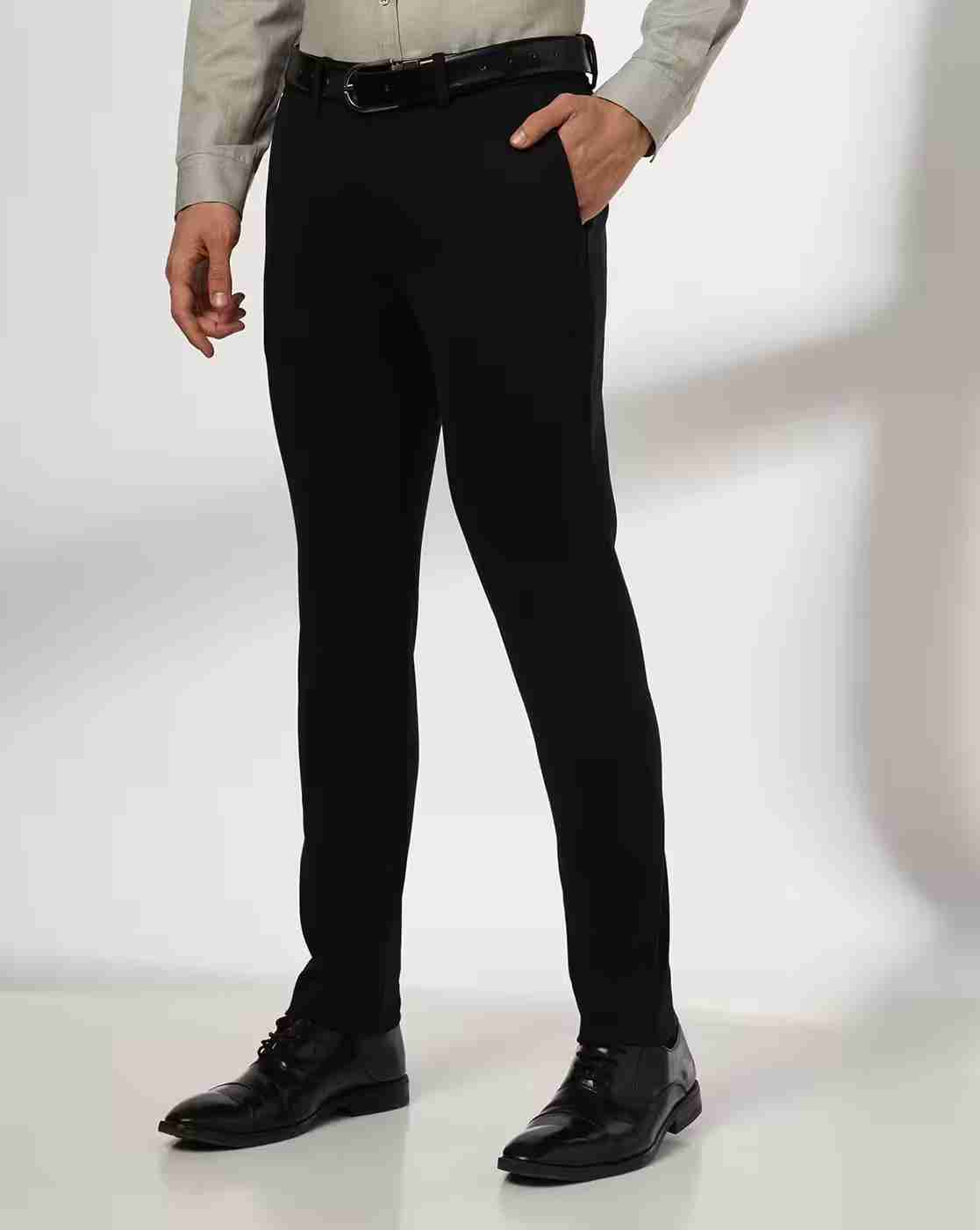 Men Slim Fit Flat-Front Trousers