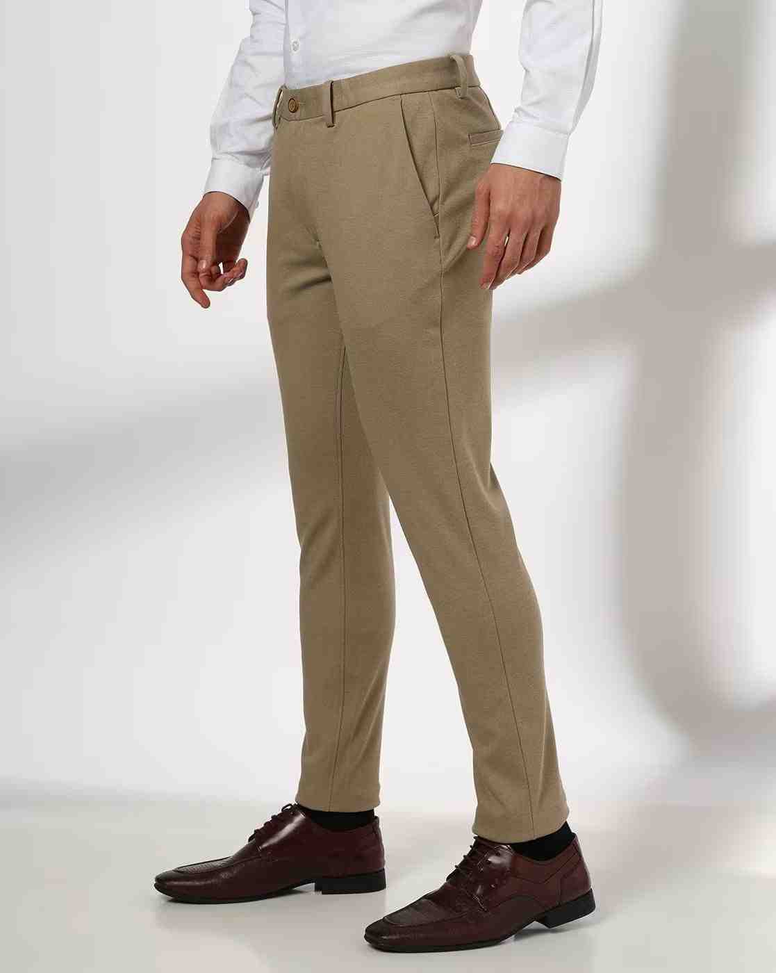 NETPLAY | Men Slim Fit Flat-Front Trousers|1