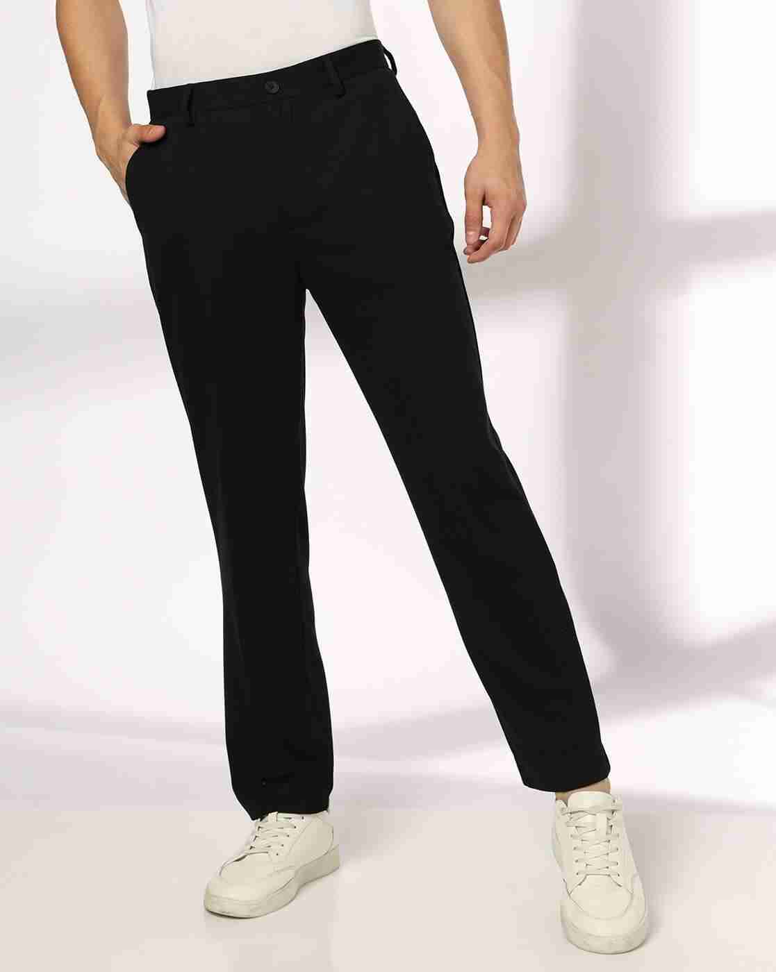 Men Regular Fit Flat-Front Trousers