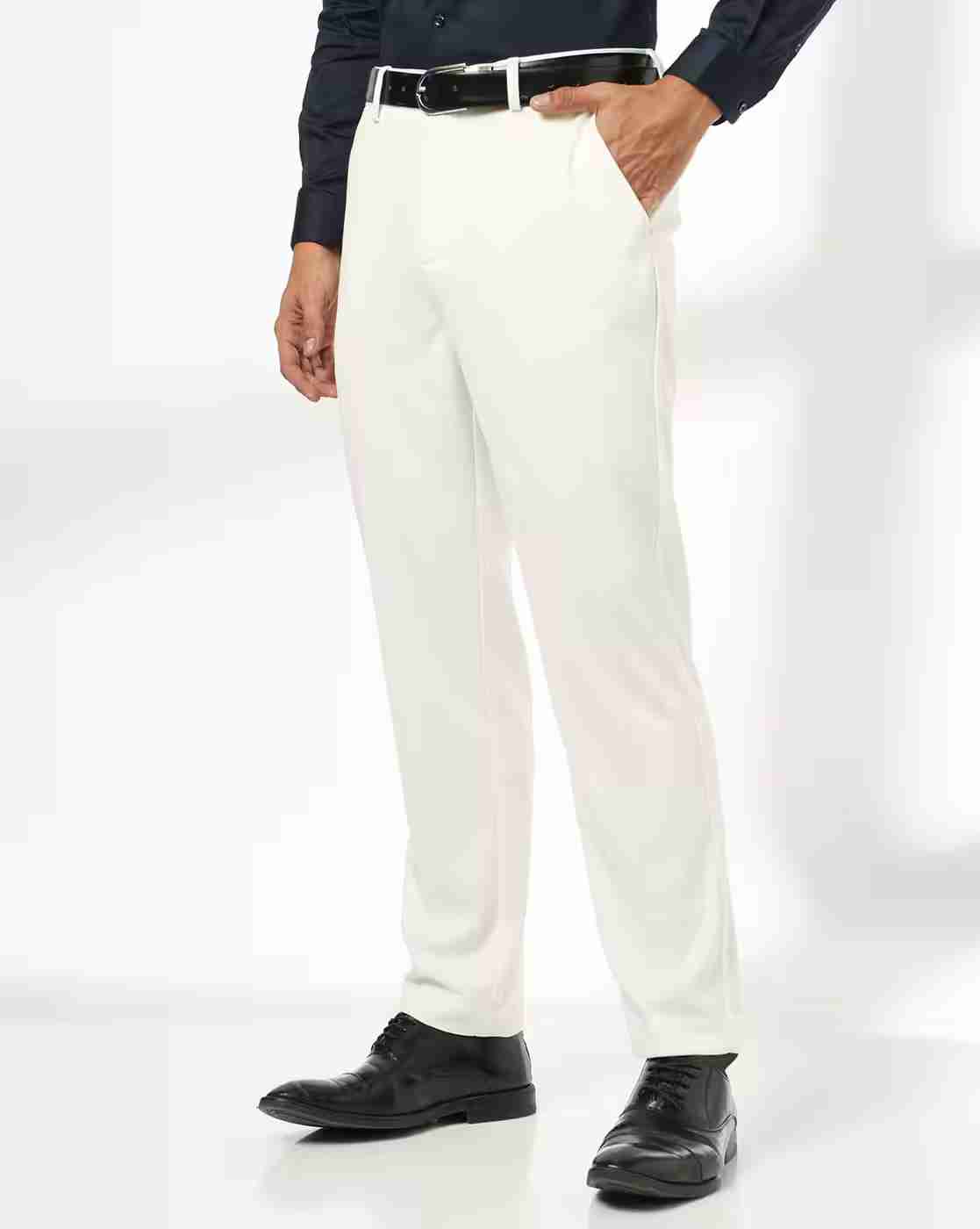 Men Regular Fit Flat-Front Trousers