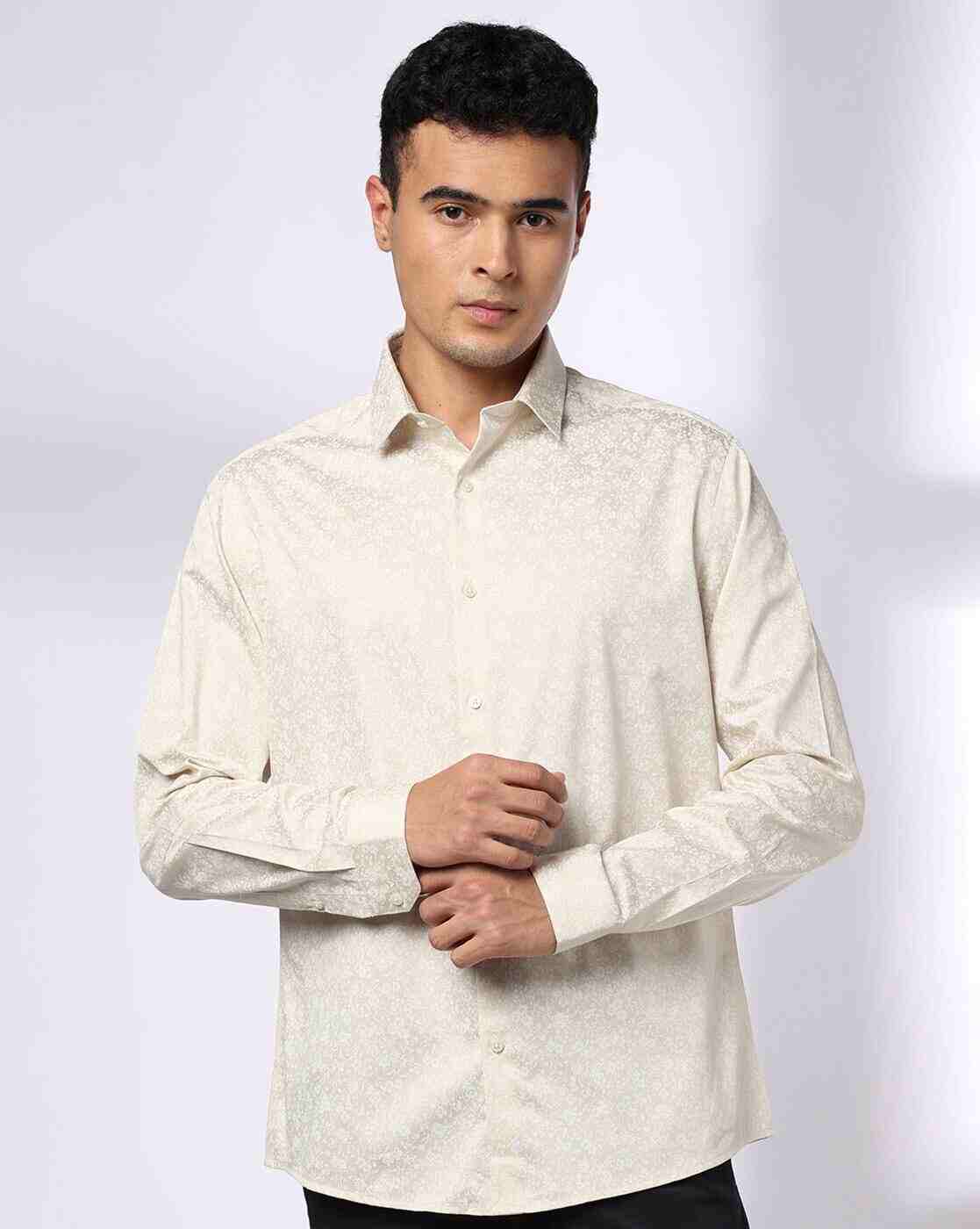 Men Micro Print Slim Fit Shirt