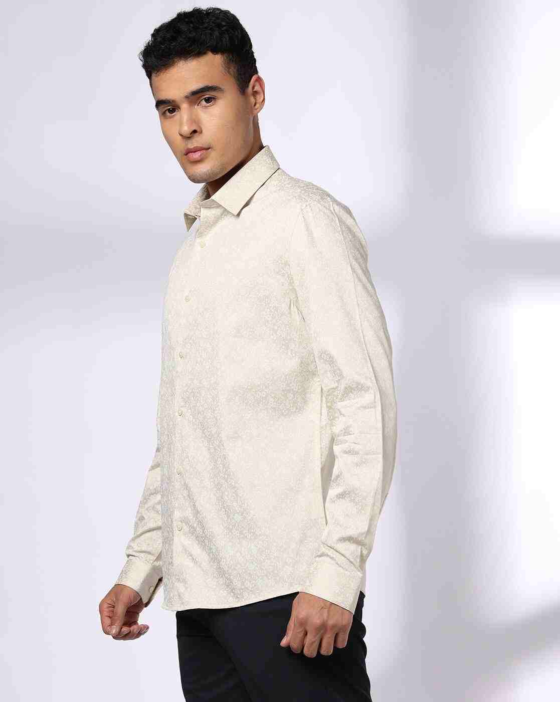 NETPLAY | Men Micro Print Slim Fit Shirt|1