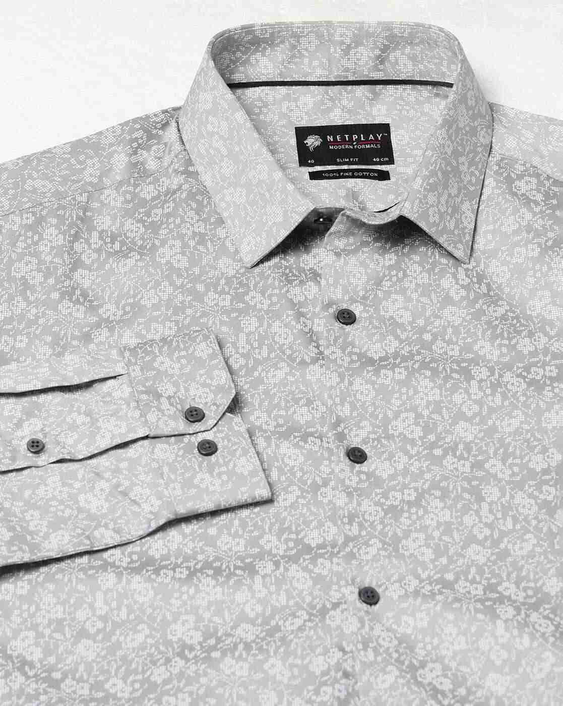 NETPLAY | Men Micro Print Slim Fit Shirt|5