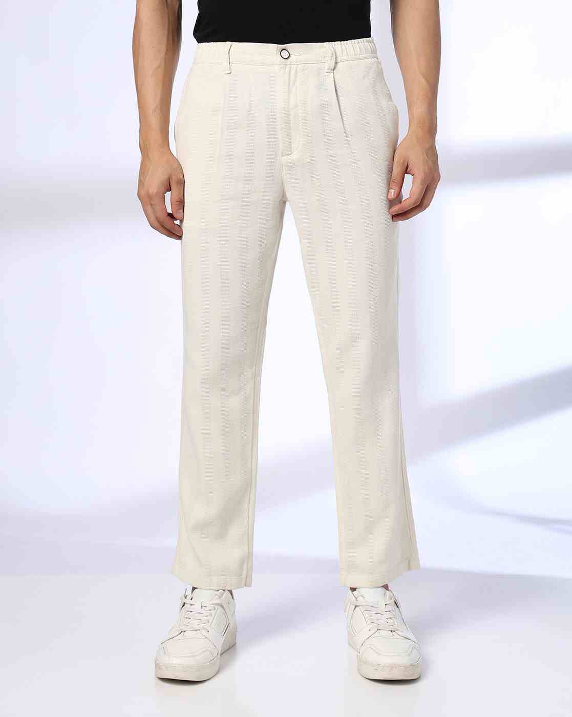 Men Striped Regular Fit Trousers