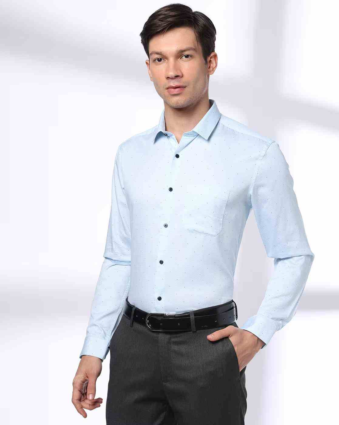 Men Micro Polka-Dot Slim Fit Shirt