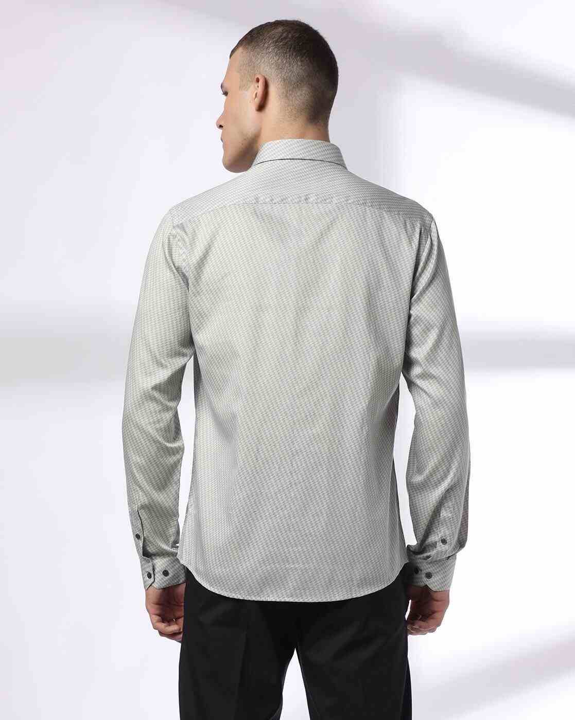 NETPLAY | Men Geometric Print Slim Fit Cotton Shirt|2