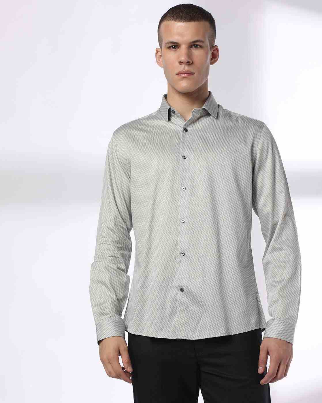 NETPLAY | Men Geometric Print Slim Fit Cotton Shirt|3