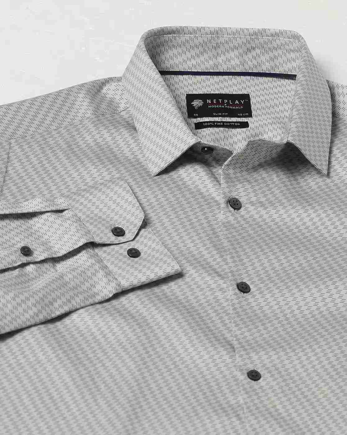 NETPLAY | Men Geometric Print Slim Fit Cotton Shirt|5