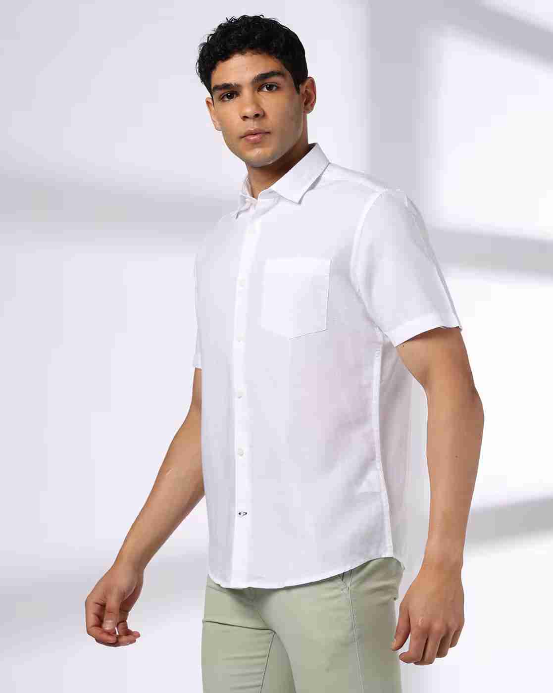 NETPLAY | Men NP 35 FS BSC Slim Fit Shirt with Patch Pocket|1