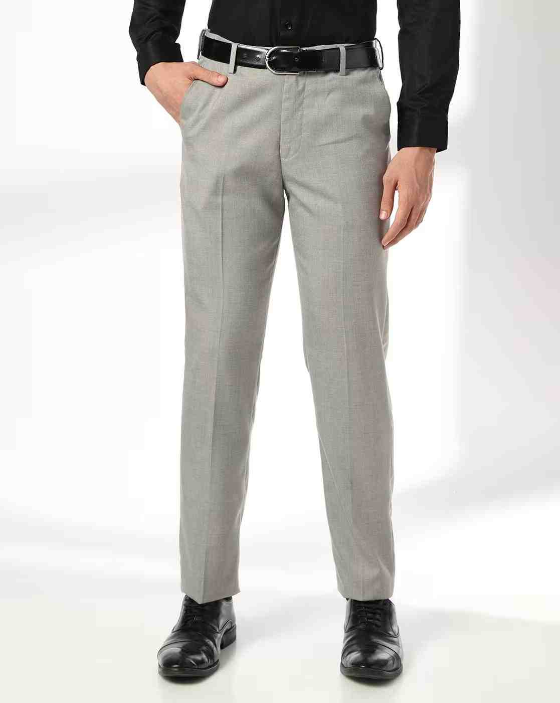 Men Slim Fit Flat-Front Trousers