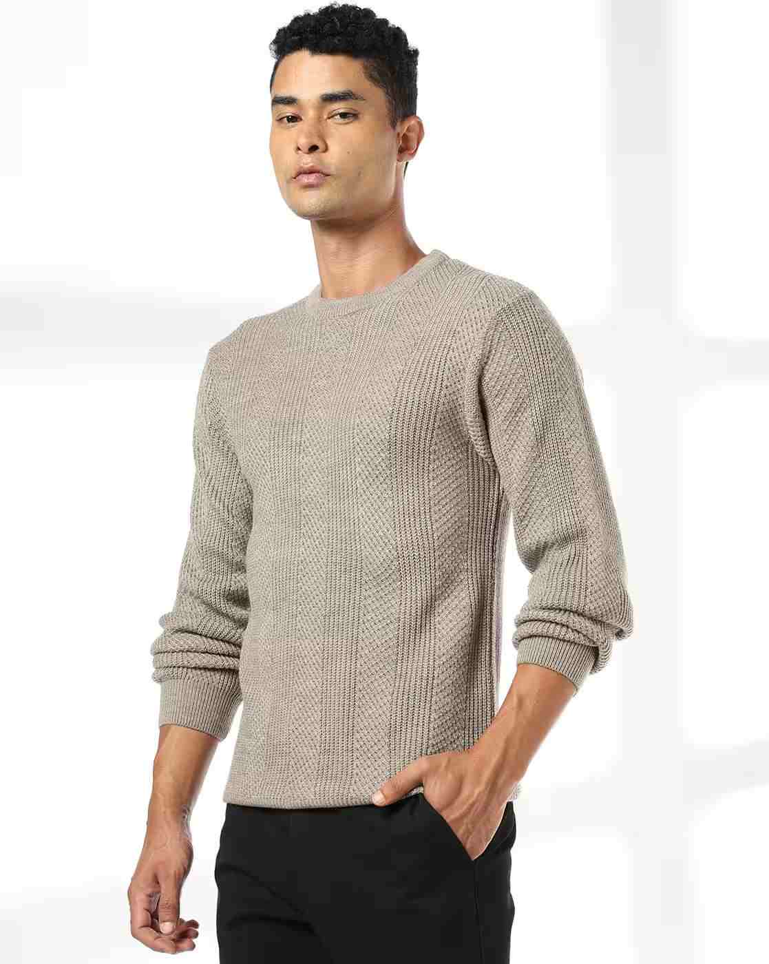 NETPLAY | Men Structured Vertical Striped Slim Fit Pullover|0