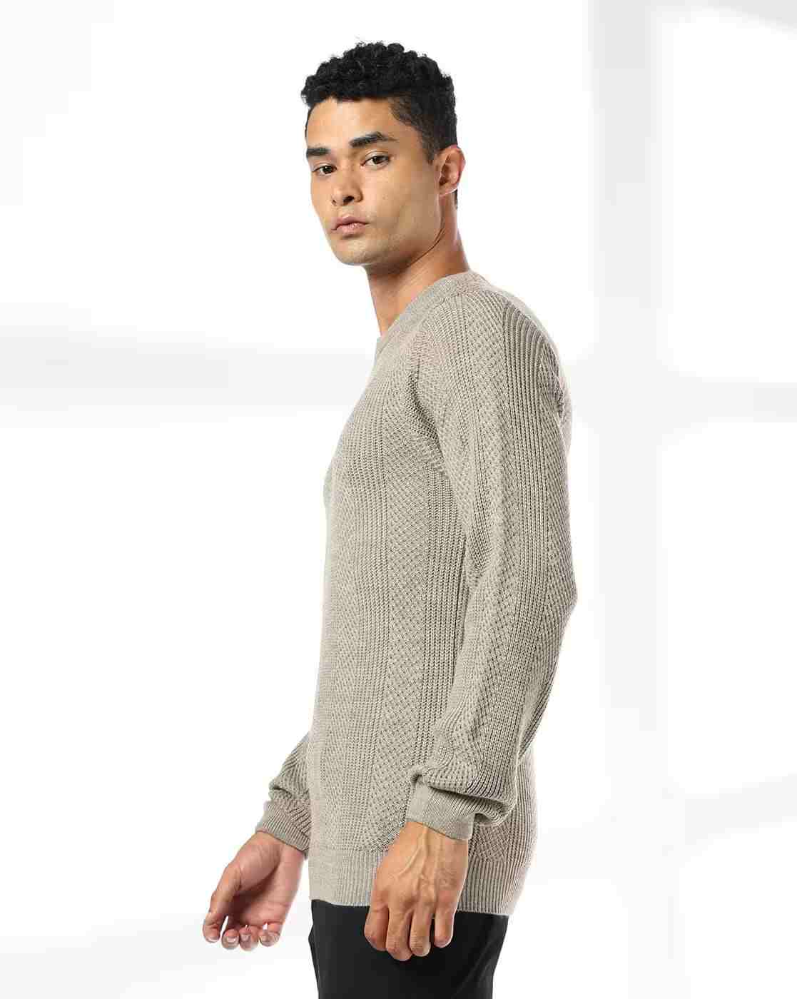 NETPLAY | Men Structured Vertical Striped Slim Fit Pullover|1