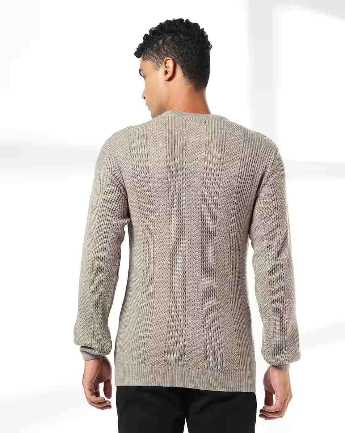 NETPLAY | Men Structured Vertical Striped Slim Fit Pullover|2