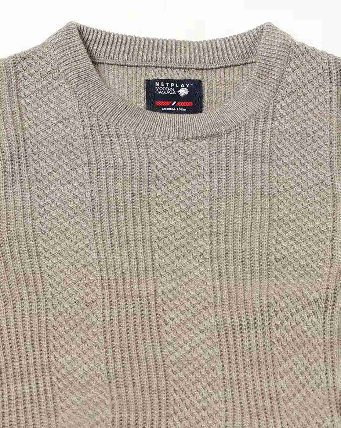 NETPLAY | Men Structured Vertical Striped Slim Fit Pullover|5